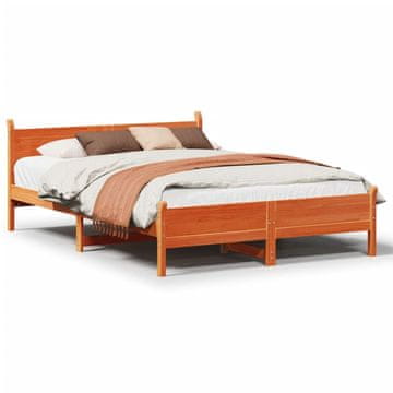 Vidaxl Posteljni okvir brez vzmetnice voščeno rjav 140x190 cm borovina