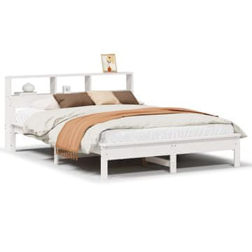 Vidaxl Posteljni okvir brez vzmetnice bel 140x190 cm trdna borovina