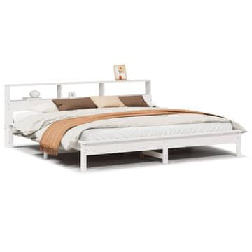 Vidaxl Posteljni okvir brez vzmetnice bel 200x200 cm trdna borovina