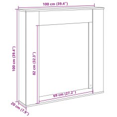 Vidaxl Okvir za kamin črna 100x20x100 cm inženirski les