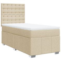 Vidaxl Box spring postelja z vzmetnico krem 90x200 cm blago