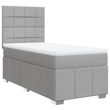 Vidaxl Box spring postelja z vzmetnico svetlo siva 90x200 cm blago