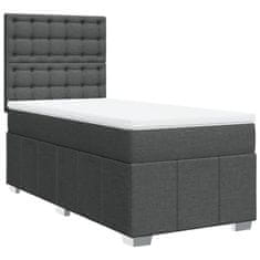 Vidaxl Box spring postelja z vzmetnico temno siva 90x190 cm blago