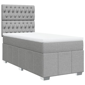 Vidaxl Box spring postelja z vzmetnico svetlo siva 90x200 cm blago