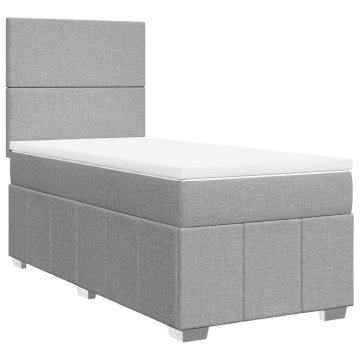 Vidaxl Box spring postelja z vzmetnico svetlo siv 100x200 cm blago