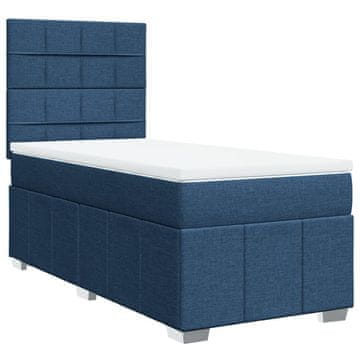 Vidaxl Box spring postelja z vzmetnico modra 100x200 cm blago