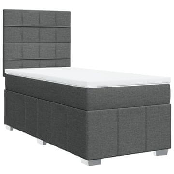 Vidaxl Box spring postelja z vzmetnico temno siva 90x190 cm blago