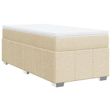 Vidaxl Box spring postelja z vzmetnico krem 90x200 cm blago