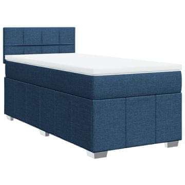 Vidaxl Box spring postelja z vzmetnico modra 90x200 cm blago