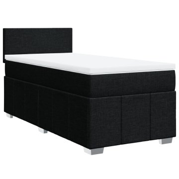Vidaxl Box spring postelja z vzmetnico črna 90x200 cm blago