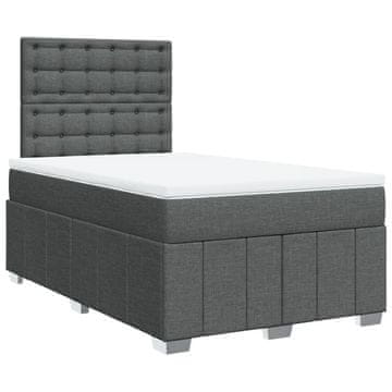 Vidaxl Box spring postelja z vzmetnico temno siva 120x190 cm blago