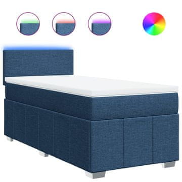 Vidaxl Box spring postelja z vzmetnico modra 100x200 cm blago
