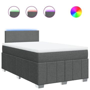Vidaxl Box spring postelja z vzmetnico temno siva 120x190 cm blago