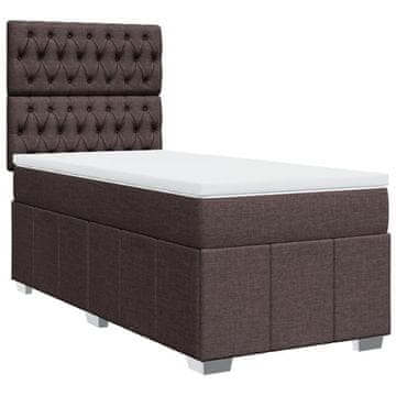 Vidaxl Box spring postelja z vzmetnico temno rjava 100x200 cm blago