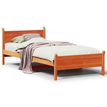 Vidaxl Posteljni okvir brez vzmetnice voščeno rjav 75x190 cm borovina