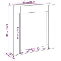 Vidaxl Okvir za kamin rjavi hrast 100x20x100 cm inženirski les