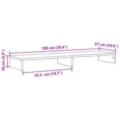 Vidaxl Stojalo za monitor rjavi hrast 100x27x10 cm inženirski les