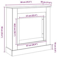 Vidaxl Okvir za kamin siva sonoma 90x30x90 cm inženirski les