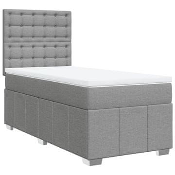 Vidaxl Box spring postelja z vzmetnico svetlo siva 90x200 cm blago