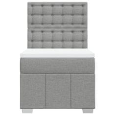 Vidaxl Box spring postelja z vzmetnico svetlo siva 90x200 cm blago