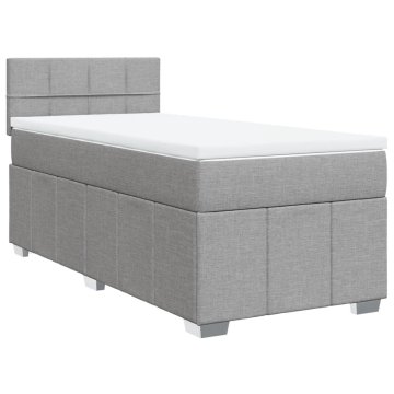 Vidaxl Box spring postelja z vzmetnico svetlo siva 80x200 cm blago
