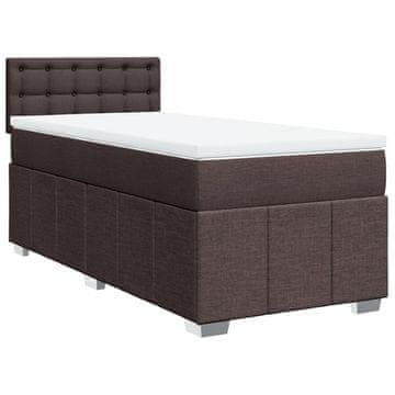 Vidaxl Box spring postelja z vzmetnico temno rjava 100x200 cm blago