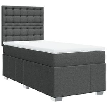 Vidaxl Box spring postelja z vzmetnico temno siva 90x190 cm blago
