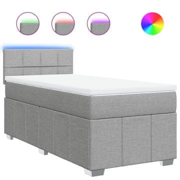 Vidaxl Box spring postelja z vzmetnico svetlo siv 100x200 cm blago