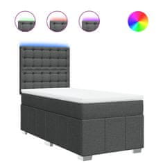 Vidaxl Box spring postelja z vzmetnico temno siva 90x190 cm blago