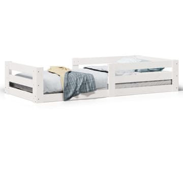 Vidaxl Posteljni okvir brez vzmetnice bel 75x190 cm trdna borovina