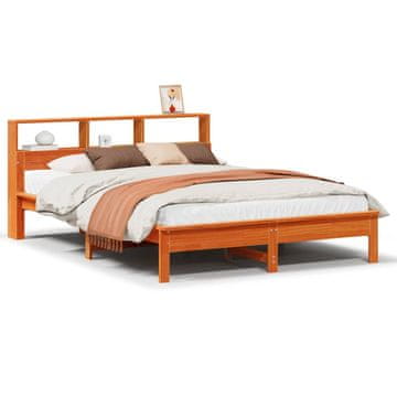 Vidaxl Posteljni okvir brez vzmetnice voščeno rjav 140x190 cm borovina