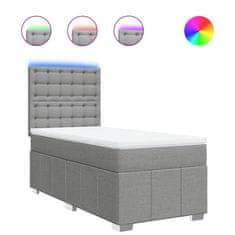 Vidaxl Box spring postelja z vzmetnico svetlo siva 90x200 cm blago