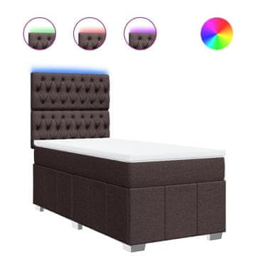 Vidaxl Box spring postelja z vzmetnico temno rjava 100x200 cm blago