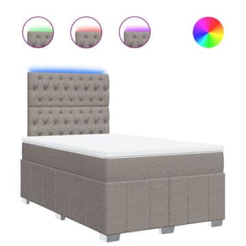 Vidaxl Box spring postelja z vzmetnico taupe 120x190 cm blago