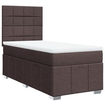 Vidaxl Box spring postelja z vzmetnico temno rjava 100x200 cm blago