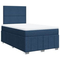Vidaxl Box spring postelja z vzmetnico modra 120x190 cm blago