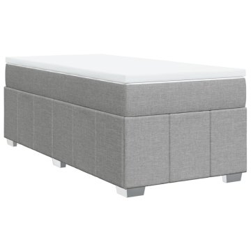 Vidaxl Box spring postelja z vzmetnico svetlo siva 90x200 cm blago