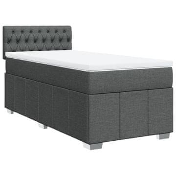 Vidaxl Box spring postelja z vzmetnico temno siva 90x190 cm blago