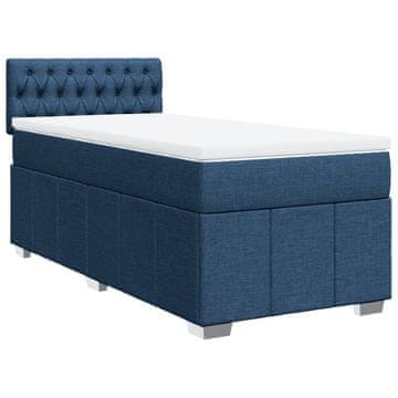 Vidaxl Box spring postelja z vzmetnico modra 100x200 cm blago