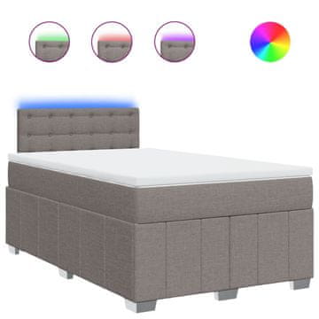 Vidaxl Box spring postelja z vzmetnico taupe 120x190 cm blago