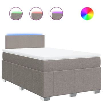 Vidaxl Box spring postelja z vzmetnico taupe 120x190 cm blago