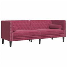 Vidaxl Komplet Chesterfield kavčev z vzglavniki 2-delna rdeč žamet