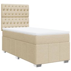 Vidaxl Box spring postelja z vzmetnico krem 100x200 cm blago