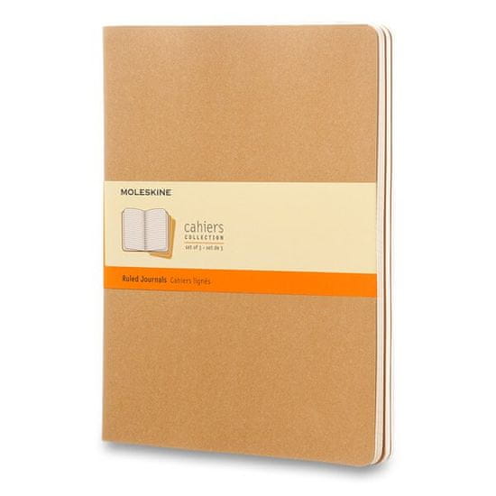 Beležnice Moleskine Cahier, XL, z linijami, 3 kosi kartona