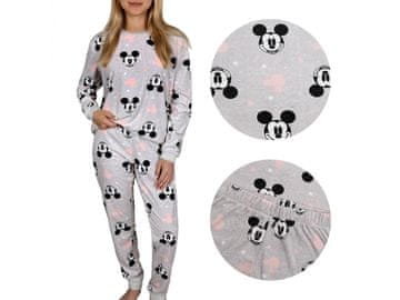 Disney DISNEY Mickey Mouse Siva damska pižama iz velurja z dolgimi rokavi, plus size