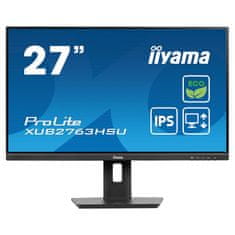 iiyama ProLite monitor ECO XUB2763HSU-B1 27" nastavljiv po višini, IPS, Full HD, črn, ultra tanek okvir, HDMI, Display Port, USB Hub z energijskim razredom B
