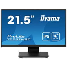 iiyama ProLite monitor T2252MSC-B2 22" črn, IPS, Full HD, Projective Capacitive 10pt dotik, HDMI, Display Port