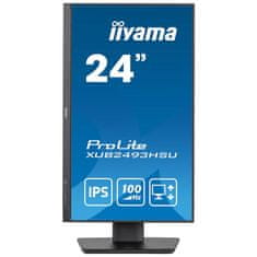 iiyama ProLite monitor XUB2493HSU-B6 24", IPS, 100 Hz, nastavljiv po višini, črn, ultra tanek okvir, HDMI, DisplayPort, reduktor modre svetlobe, brez utripanja