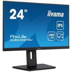 iiyama ProLite monitor XUB2492HSU-B6 24" IPS, Full HD, črn, ultra tanek okvir, HDMI, Display Port, USB Hub, nastavljiva višina, 100Hz
