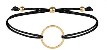 Troli Zapestnica iz črne vrvice z zlatim obročkom